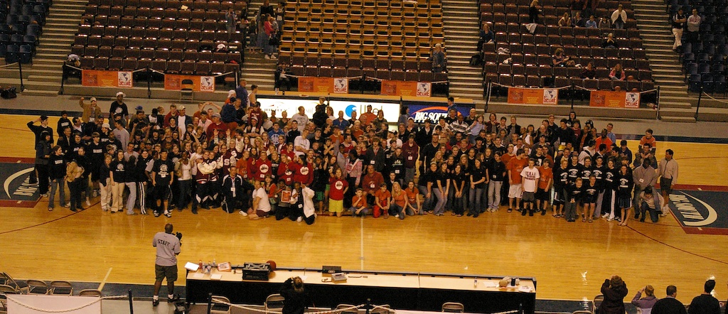 Group Photo on the Floor of the Vines Center